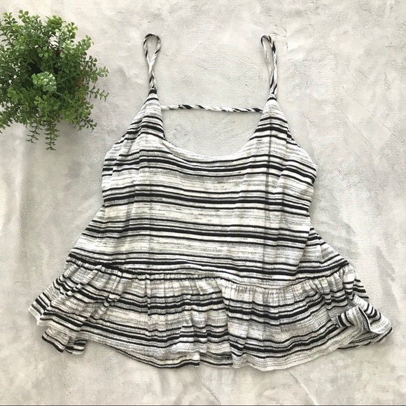 Lush Black and White Striped Flowy Cami Top - Picture 1 of 5